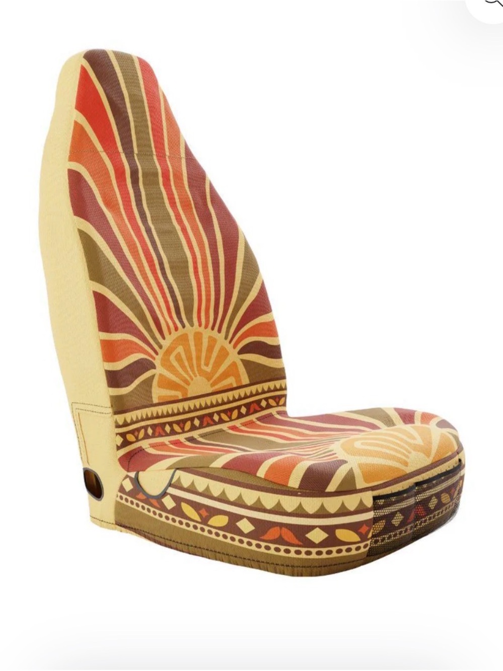 Sunburst Pattern Floor Chair in Yellow, Orange, and Brown